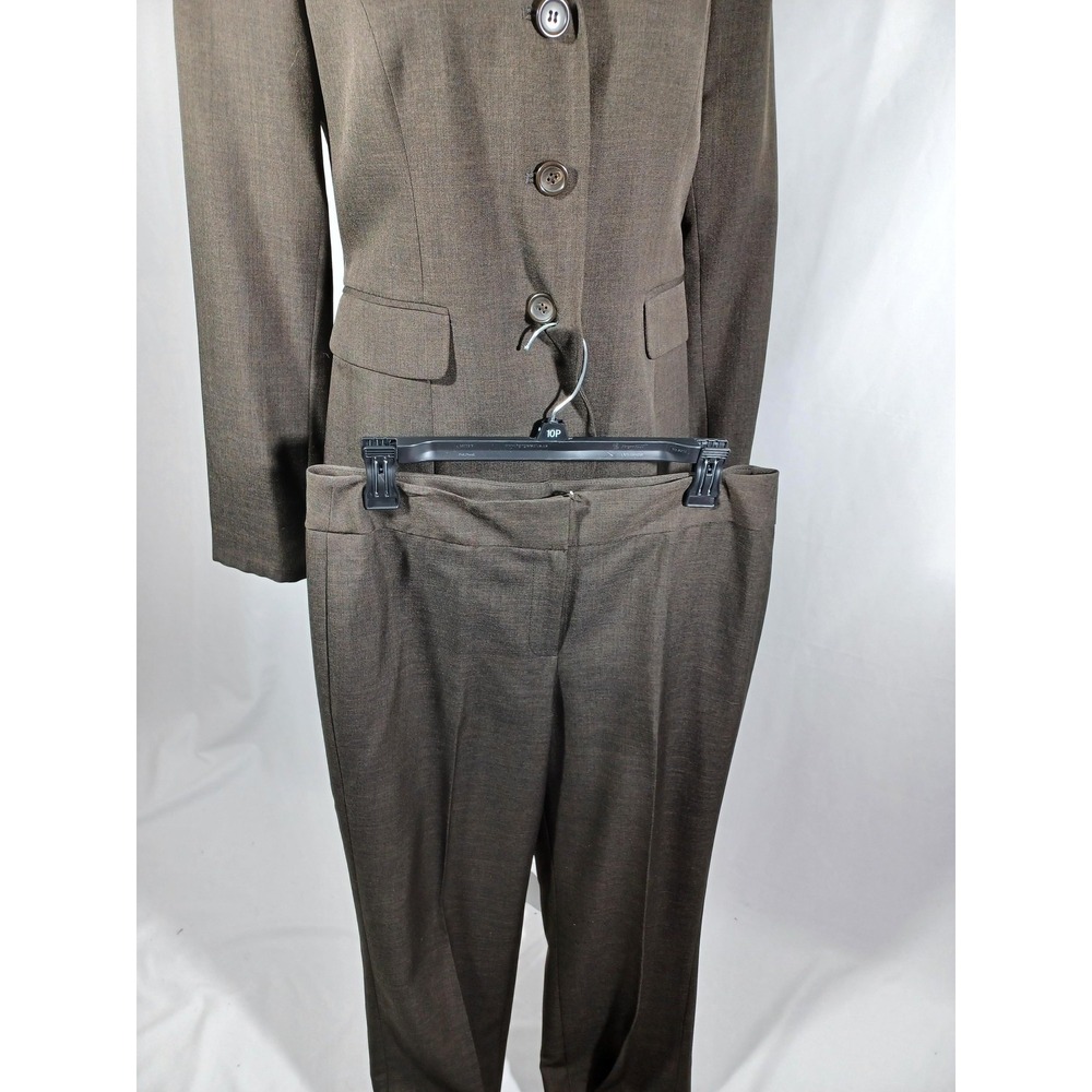Nine West Pant Suit Set Womens 8 Brown 2 Piece Jacket Pants Work Career Office - Picture 6 of 9